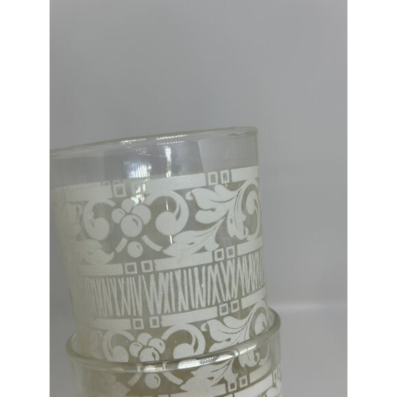 VTG Anchor Hocking White Mist Glass Tumblers | Set of 3, Floral & Scroll Pattern - Picture 8 of 8
